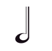 Black musical note symbol on a white background