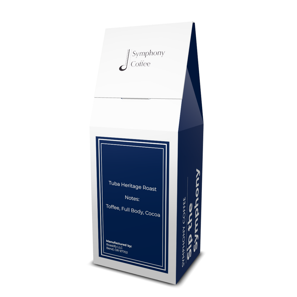 Symphony Coffee Tuba Heritage Roast packaging back on a white background