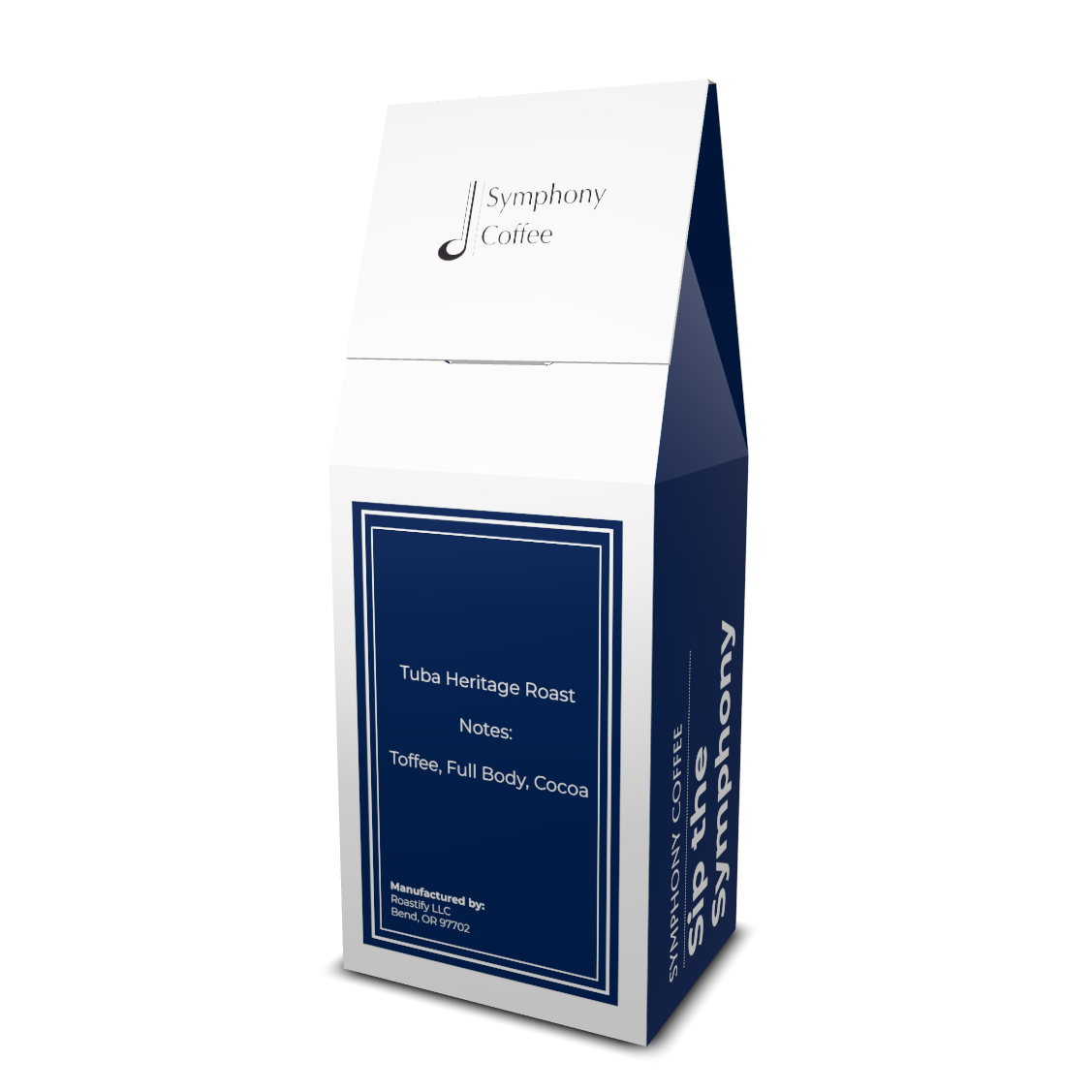 Symphony Coffee Tuba Heritage Roast packaging back on a white background