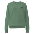 Green sweatshirt with a logo on the chest against 